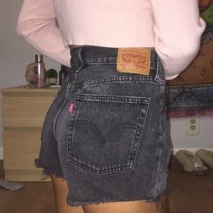Black levi denim shorts